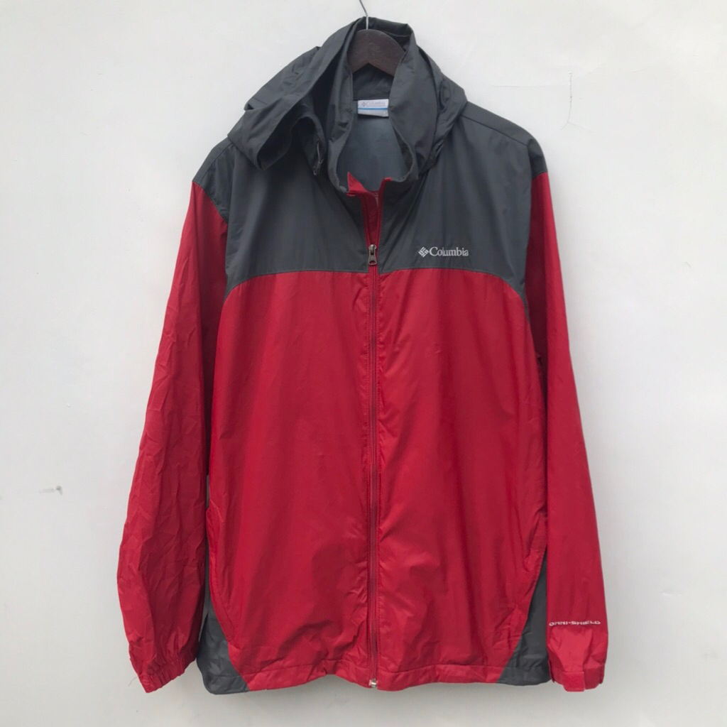 Jaket by Columbia Nylon Outdoor Packable Jacket Red/Grey sz XL