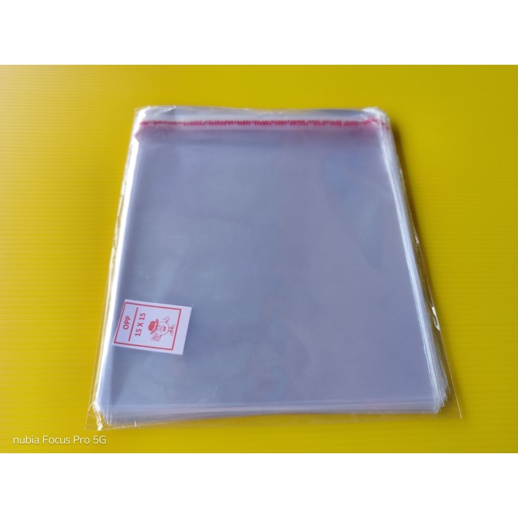 Plastik opp bening lem perekat 15x15