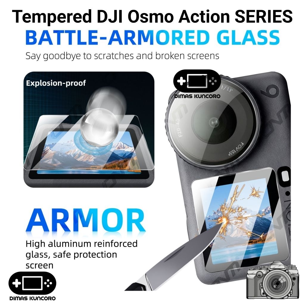 Tempered DJI Osmo Action SERIES anti gores antigores glass screen guard protector layar lcd camera k