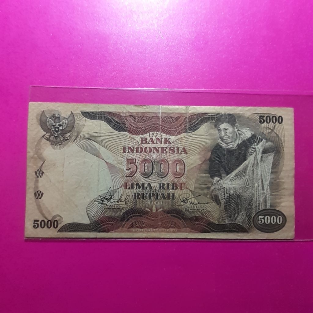 uang kuno 5000 rupiah penjala tahun 1975