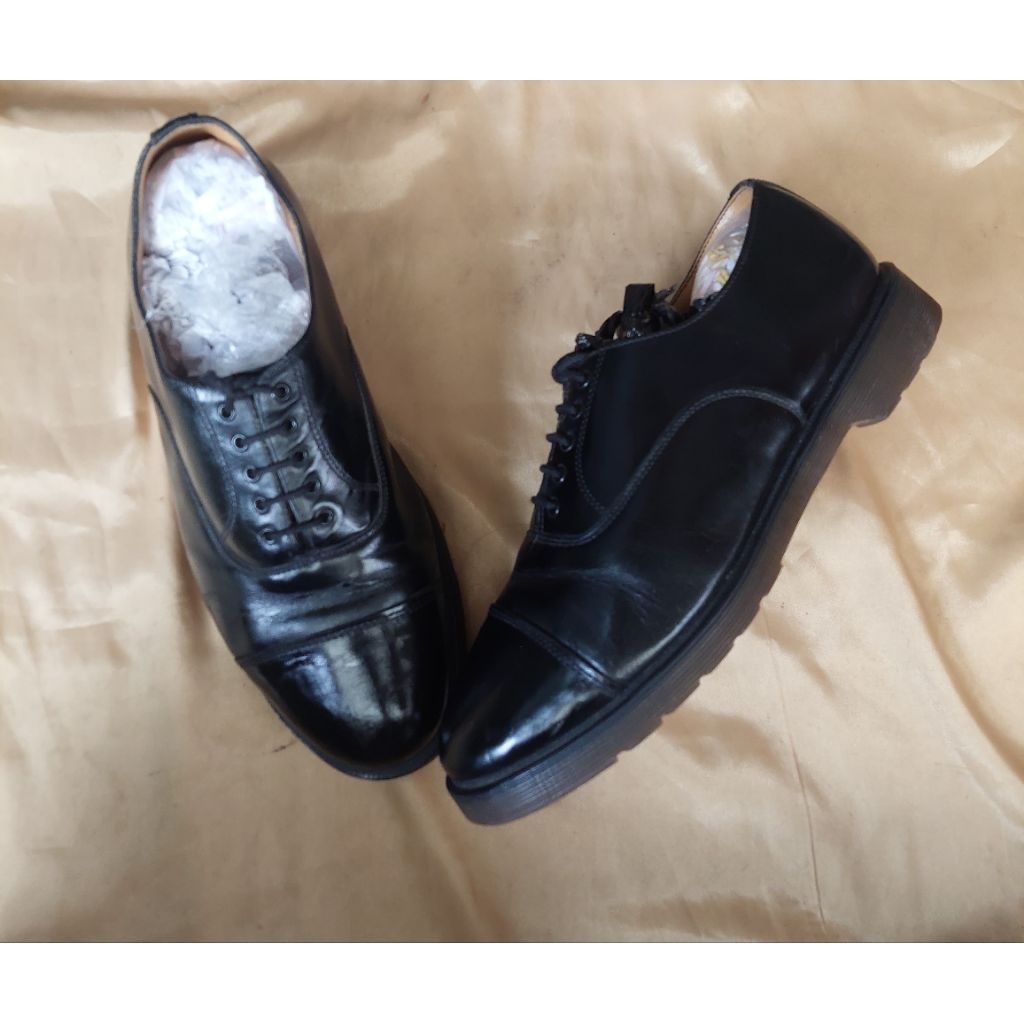 Oxford Dr. Martens Cap Toe Black Smooth Dress Shoes