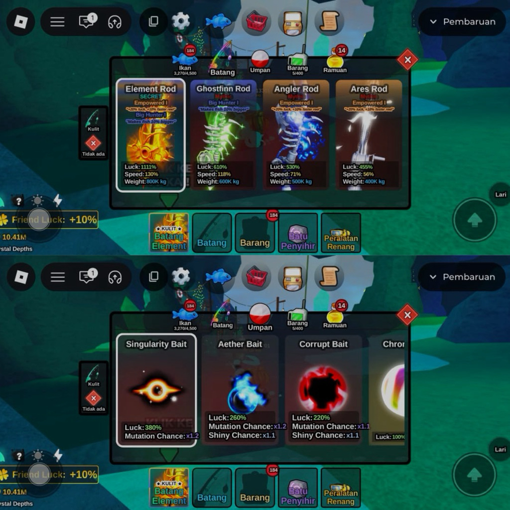 AKUN FISH IT ELEMENT ROD 1/4M DATPOL