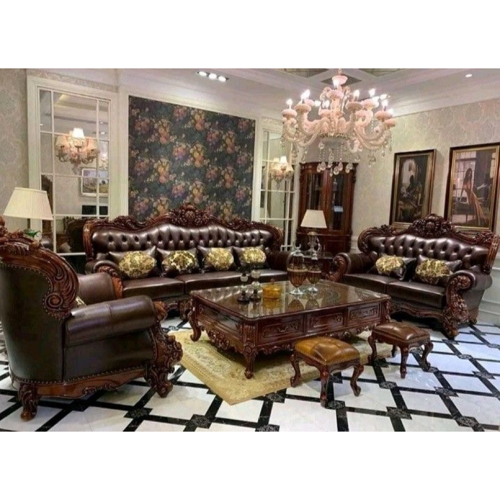 Kursi tamu kayu jati mewah, Set sofa tamu jati 321 klasik