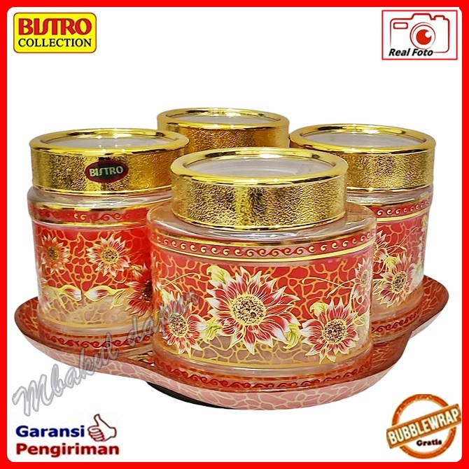 Toples kue Toples Kaca Set Toples Lebaran Set Mewah Bisa Putar Nampan Kaca Bistro 4 toples SNI