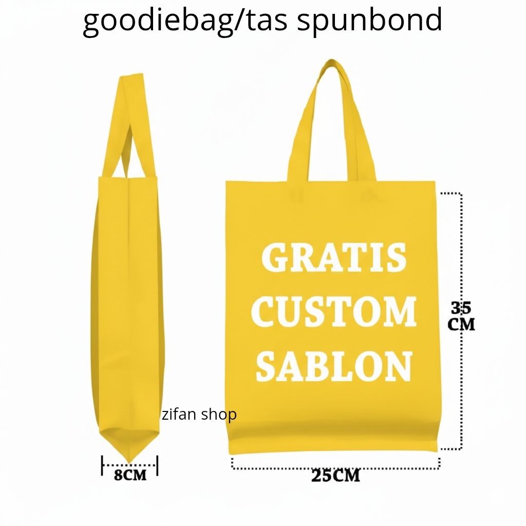 tas kain tas sablon tas spunbond 25x35x8 cm gratis sablon gratis desain goodiebag Tas Acara hajatan 