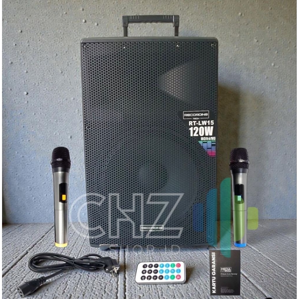Speaker Portable 15 Inch Recording Tech RT-LW15 Professional Trolley Wireless Speaker 120W Portable 