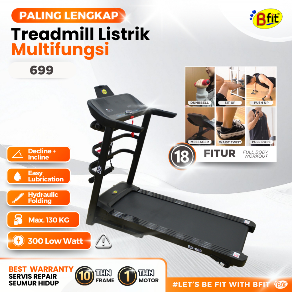 (JAKARTA) BFIT 699 Motorized Treadmill Listrik Multifungsi