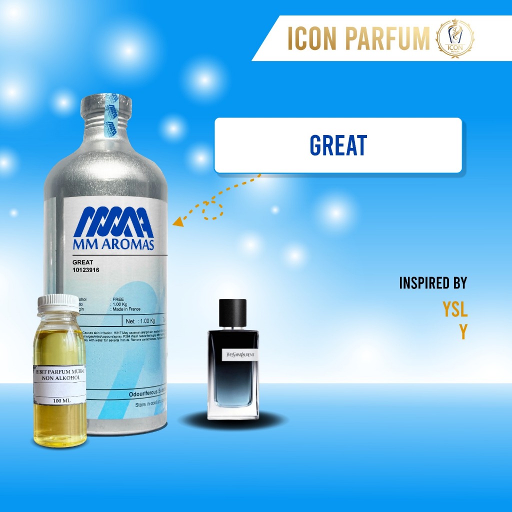 ICON - BIBIT PARFUM MURNI GREAT BY MM AROMAS  | INSPIRED BY  YSL - Y  | 250gr 500gr 1kg
