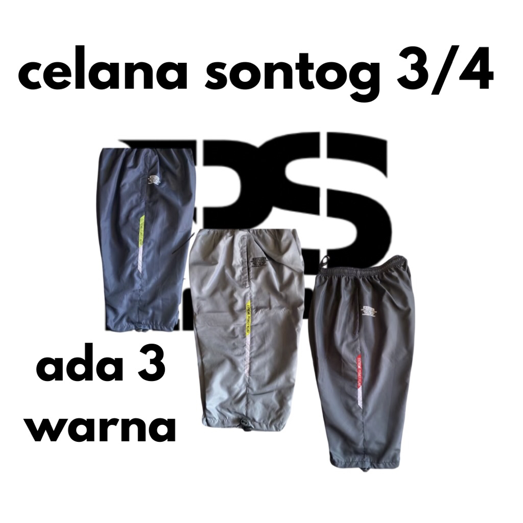 Celana Training 3/4 Sontog Pria Wanita Sport Saku Resleting Celana Sontog Lari Jogging Sepeda