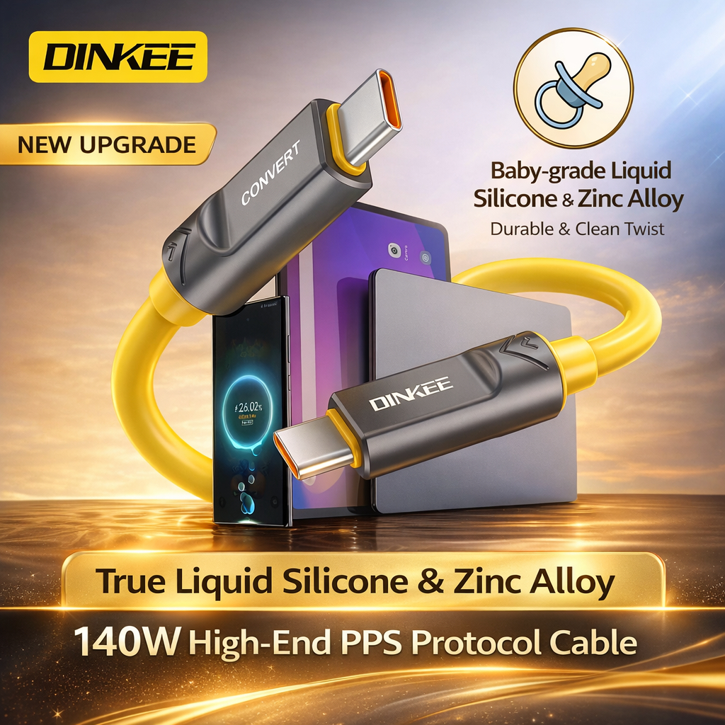[Kabel Sakti] 30cm For PowerBank,  Yellow Dinkee 140W Full-Featured Version Pps Protocol Conversion 