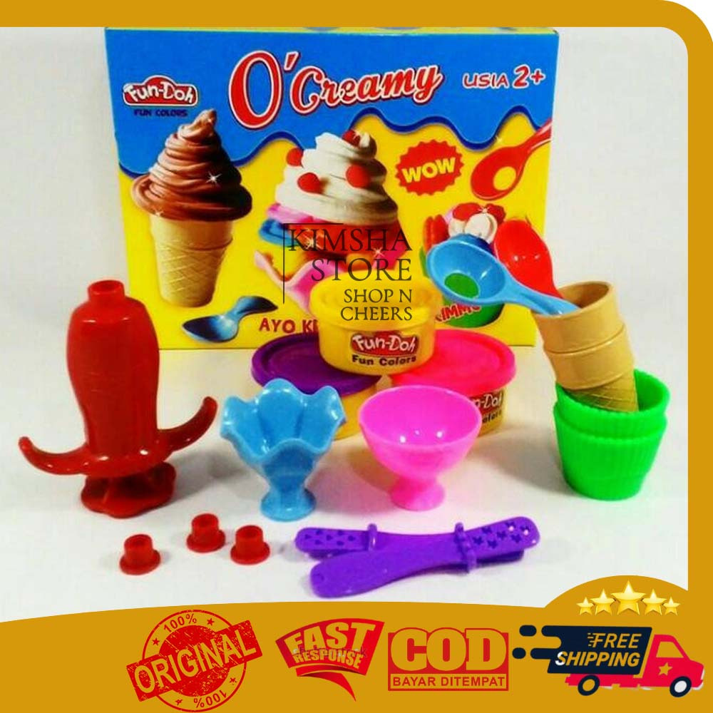 Fun Doh O'Creamy Ice Cream Fun Play Doh Plastisin Membuat Es Krim Mainan Bejalar Edukasi Anak Bermai