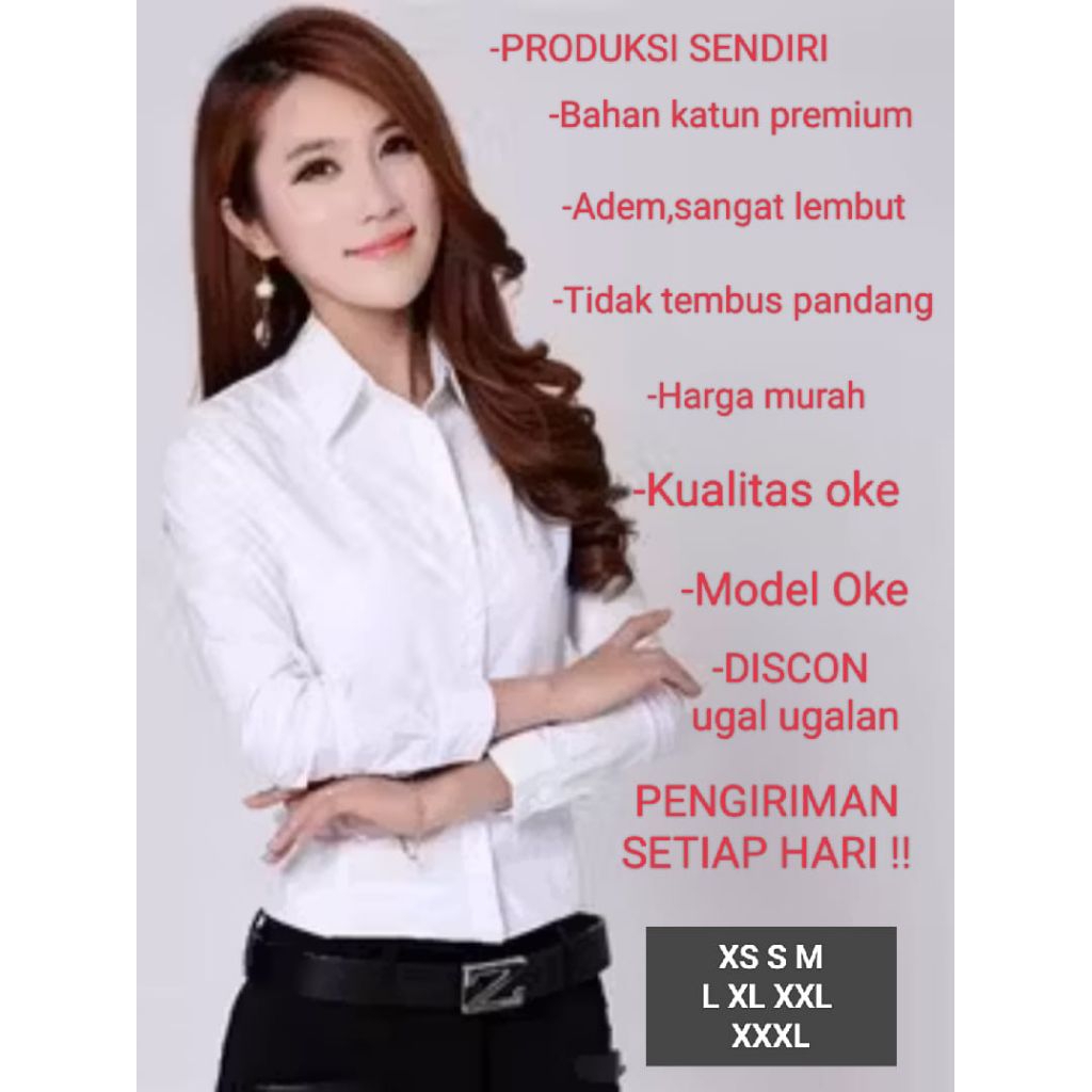 Kemeja Wanita Lengan Panjang | Kemeja Ospek / Kemeja Ujian | Baju Kemeja Cewek Terbaru