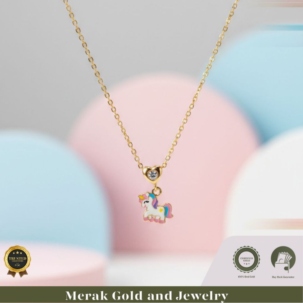Merak Gold - Kalung Anak Model Unicorn / Kuda Poni | Emas Tua Kadar 16K