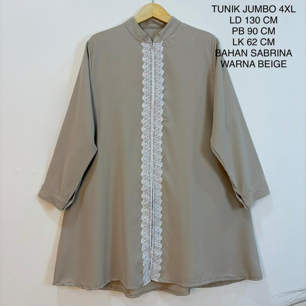 Tunik Jumbo Ld 130 Cm Model Polos Kombinasi Brukat - Briana Tunik