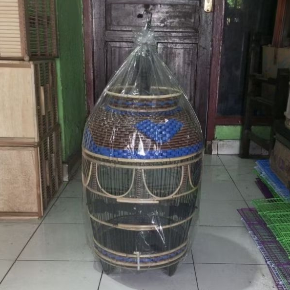 KANDANG BURUNG PERKUTUT ROTAN RAJUT SINTETIS - SANGKAR BURUNG