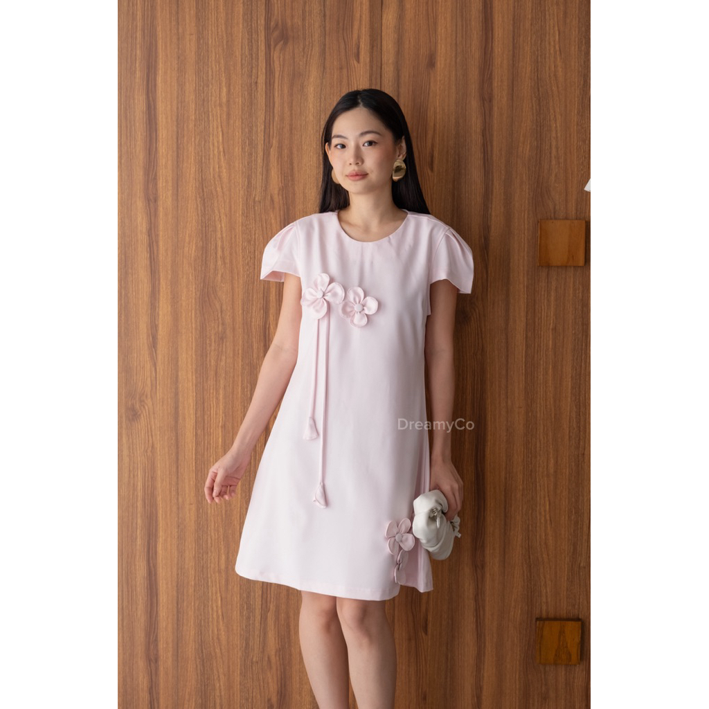 Mu-Lan Dress | Dress Wanita Imlek Merah Maroon | Pakaian Wanita Lunar CNY | Blouse Wanita Kekinian |