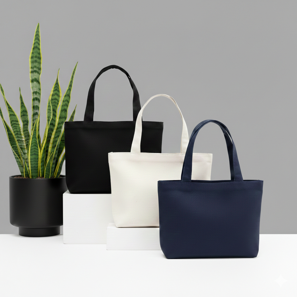 Tote Bag Jinjing Semi Kanvas Resleting Tas Totebag Kecil Jinjing Polos Totebag Belanja Tas Kecil Sou