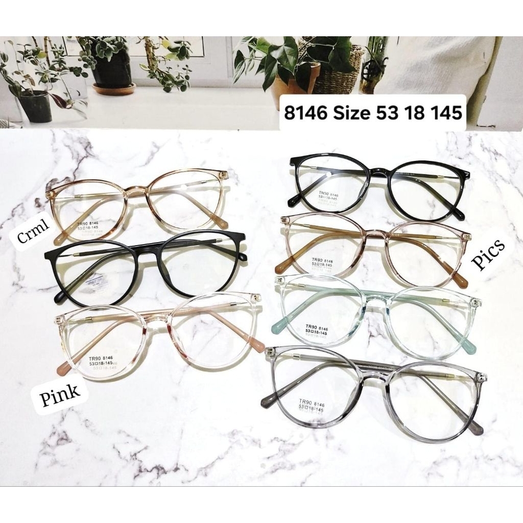 Kacamata frame TR90 8146 model bulat unisex