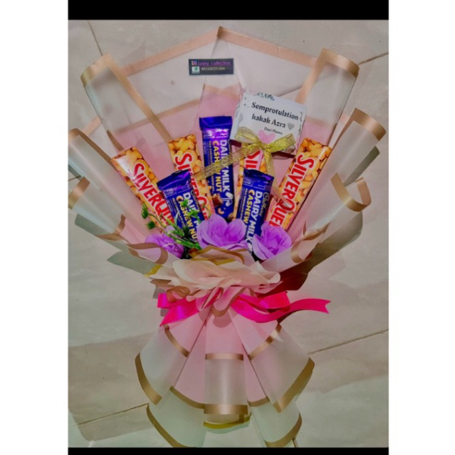 buket coklat silverqueen | bucket bunga valentine | hadiah ulang tahun sempro anniversarry | buket b