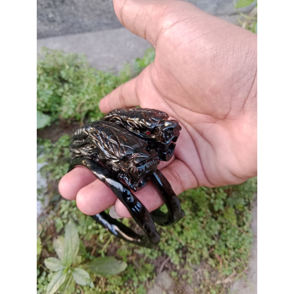 gelang akar bahar hitam jumbo ukir naga