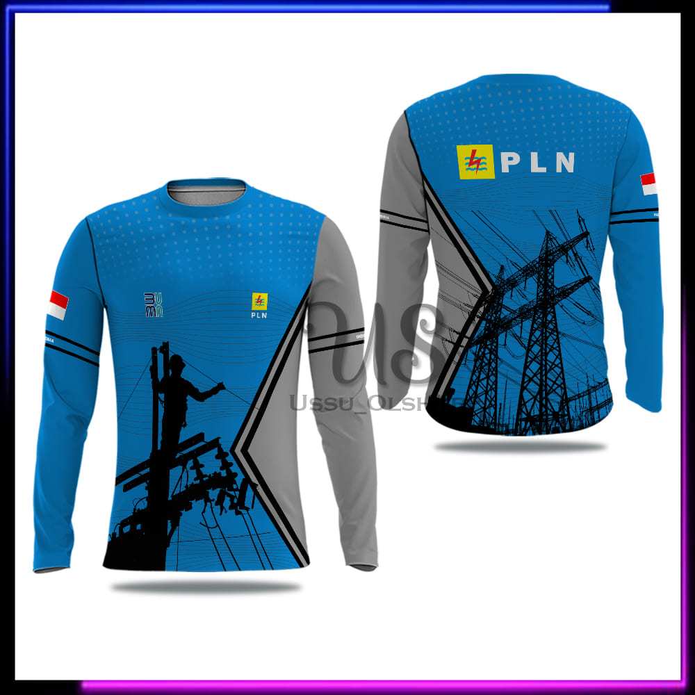 Kaos PLN Lengan Panjang - Baju Pln Listrik Indonesia - Pakaian Dinas Seragam Pln - Baju Listrik Pint