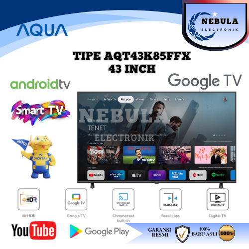 AQUA AQT43K80FX LED TV 43 Inch FULL HD GOOGLE TV / LED TV AQUA 43 INCH SMART TV ANDROID TV GOOGLE TV