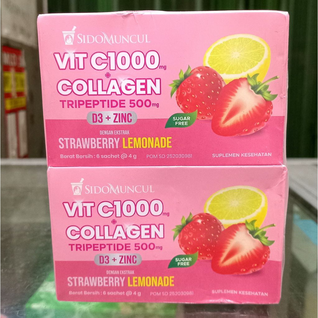 Sidomuncul Vitamin C 1000 mg Serbuk All Varian/ Collagen Stroberi/ Lemon / Jeruk / Anggur Muscat - 1