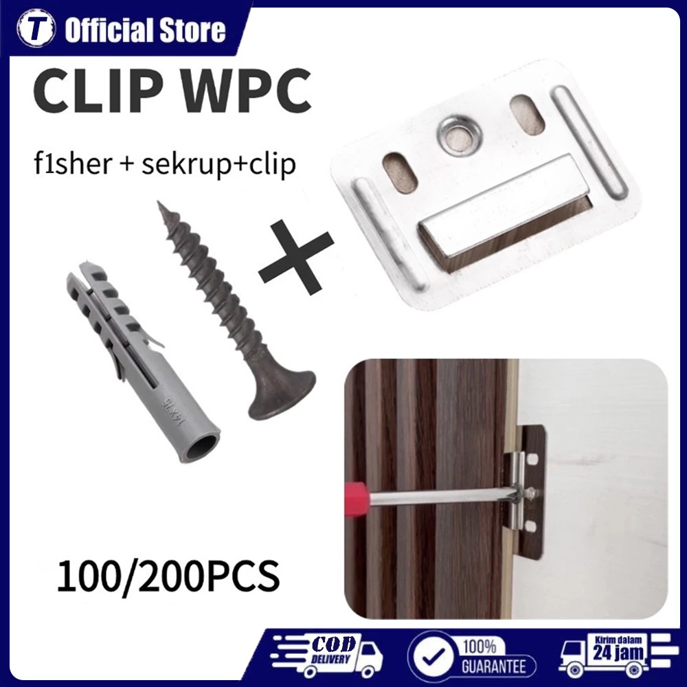 100PCS Clip Wood Pannel WPC /Braket dan Sekrup Panel WPC / Klip Panel WPC / Klip Panel WPC / Braket 