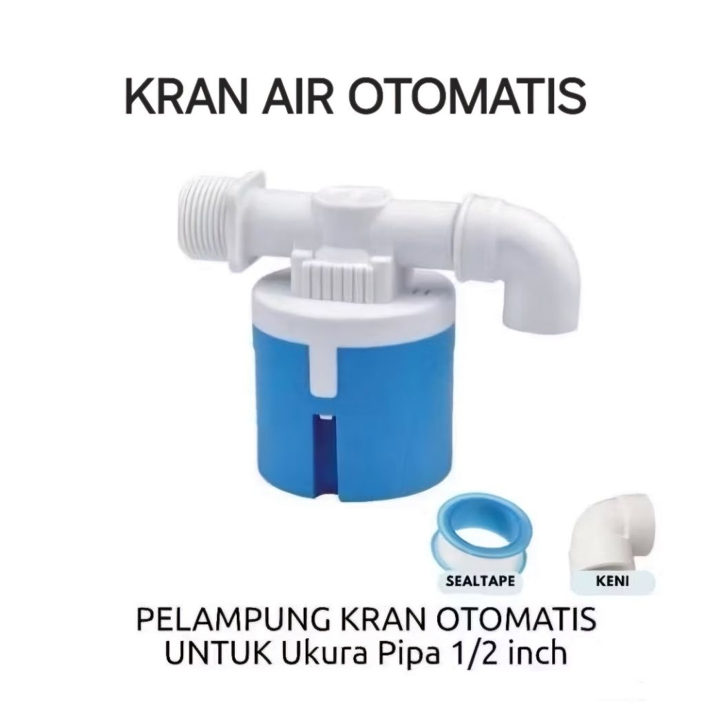 Kran keran otomatis untuk tandon air, bak mandi, tanpa listrik praktis model datar ukuran 1/2 inch
