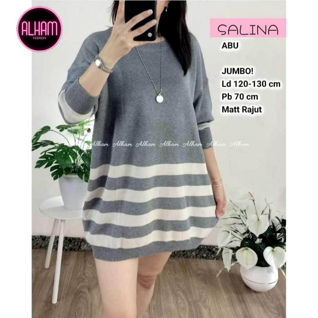SALINA BLUSE RAJUT JUMBO LD 130 MOTIF TERBARU ATASA WANITA SIZE XXXL LENGAN PANJANG