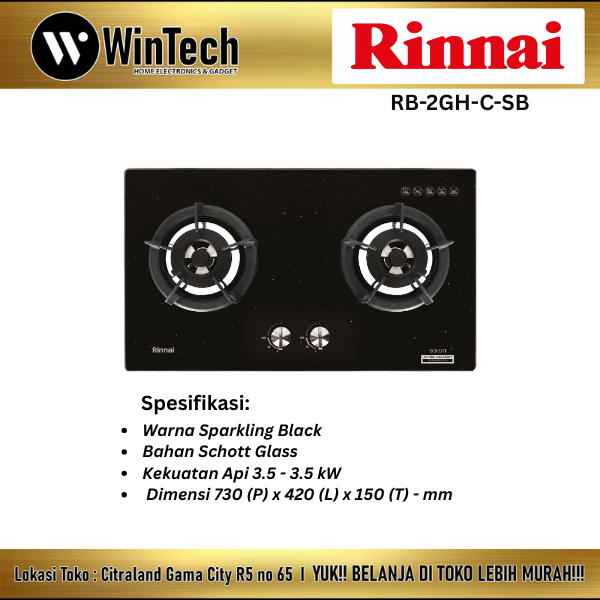 Rinnai Kompor Tanam Rinnai RB-2GH-C (SB)