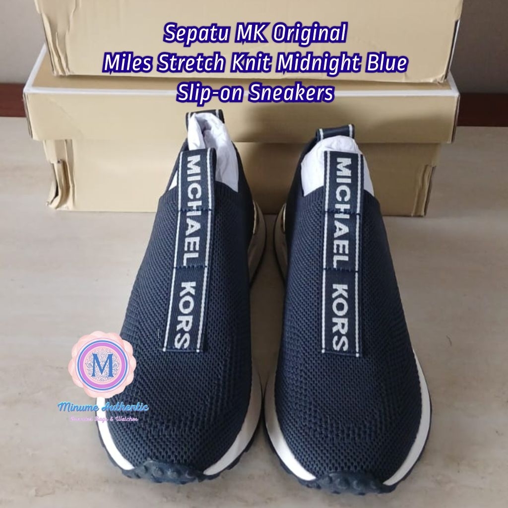 Sepatu Pria MK Original Miles Stretch Knit Midnight Blue Slip-on Sneakers