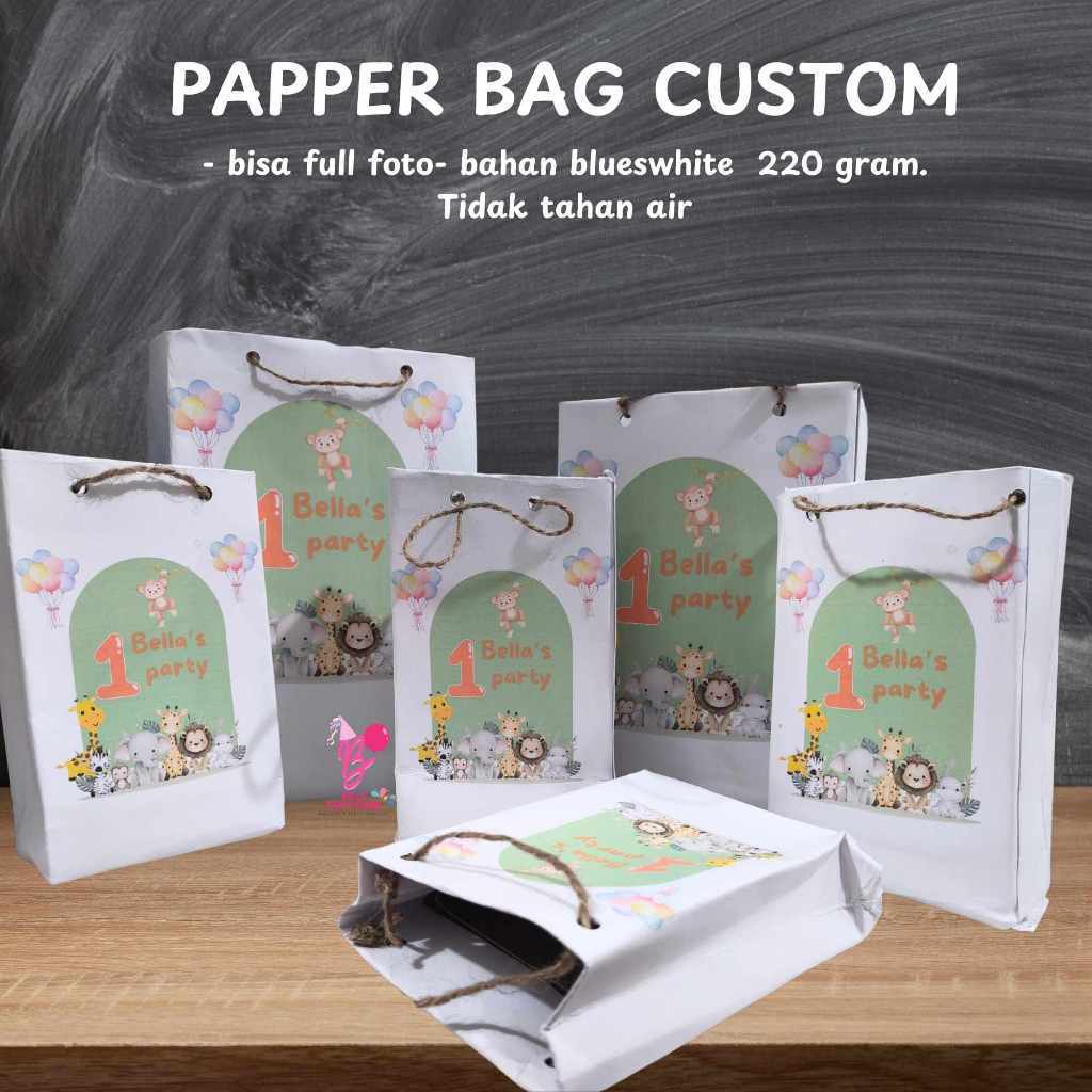 [ SATUAN ] papper bag custom FOTO SENDIRI bebas karakter tas kertas kado wajah wrapping Paper Gambar