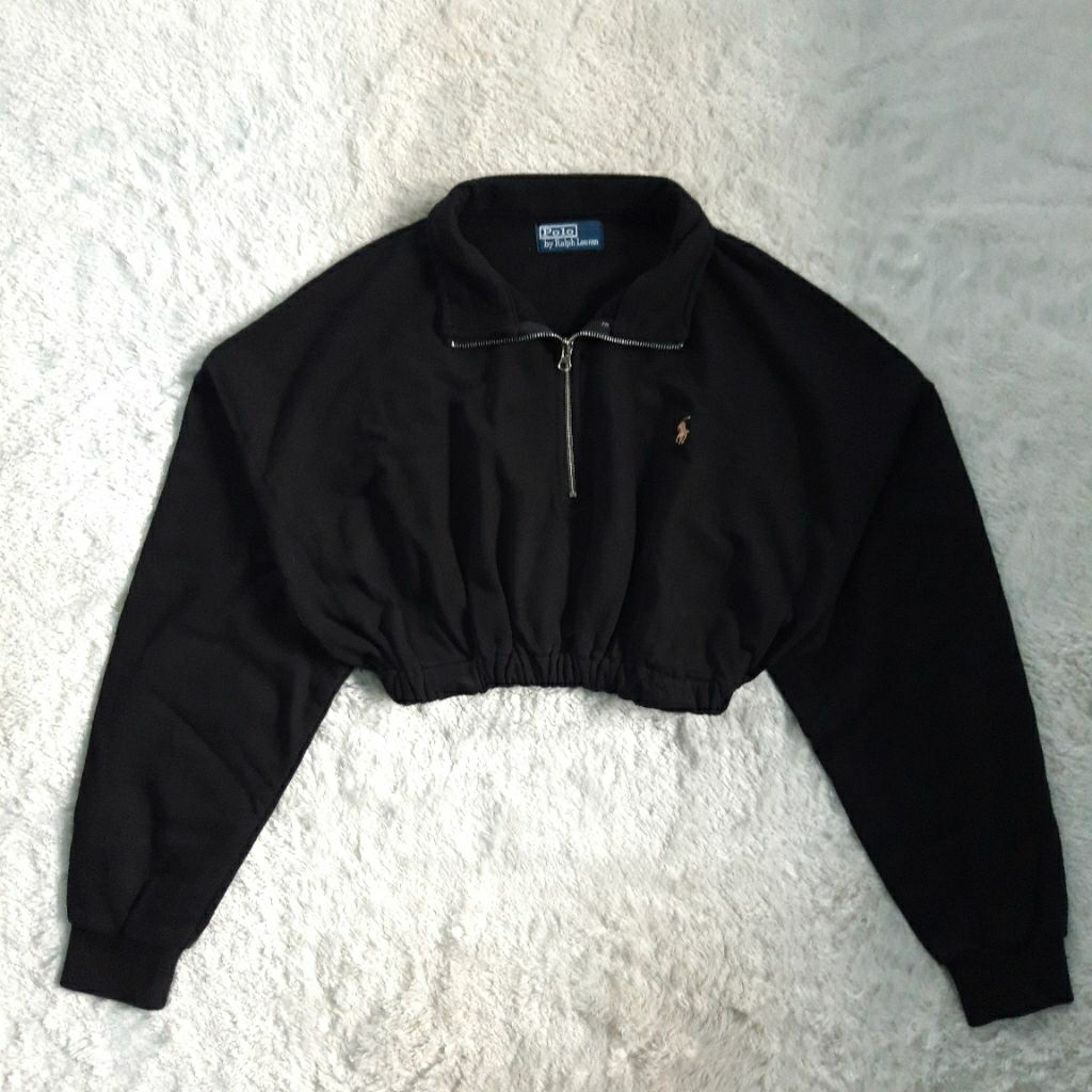 halfzip crop ralph lauren hitam