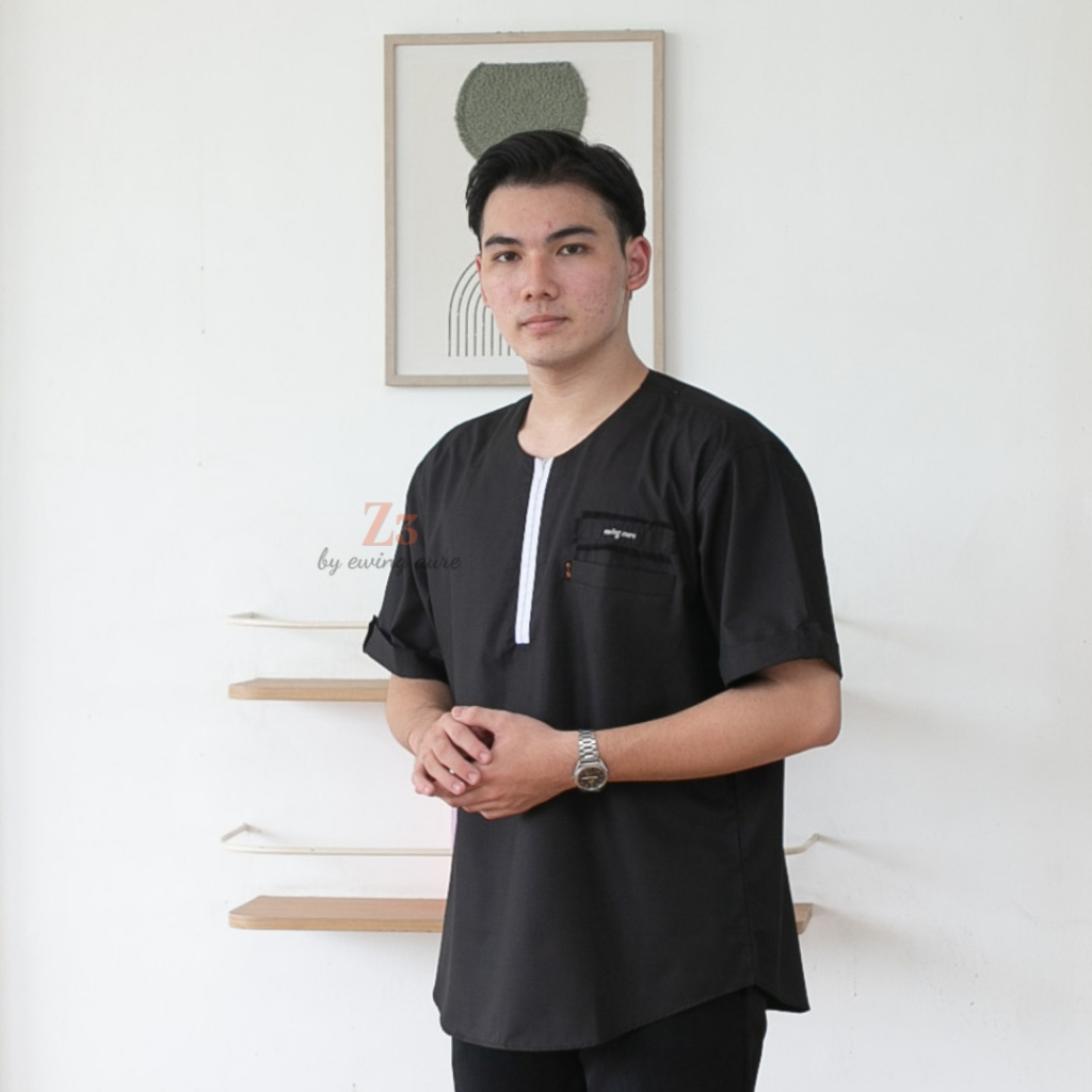 Baju Koko Pria Lengan Pendek Tanpa Kerah Oblong Polos Kemeja Dewasa Premium