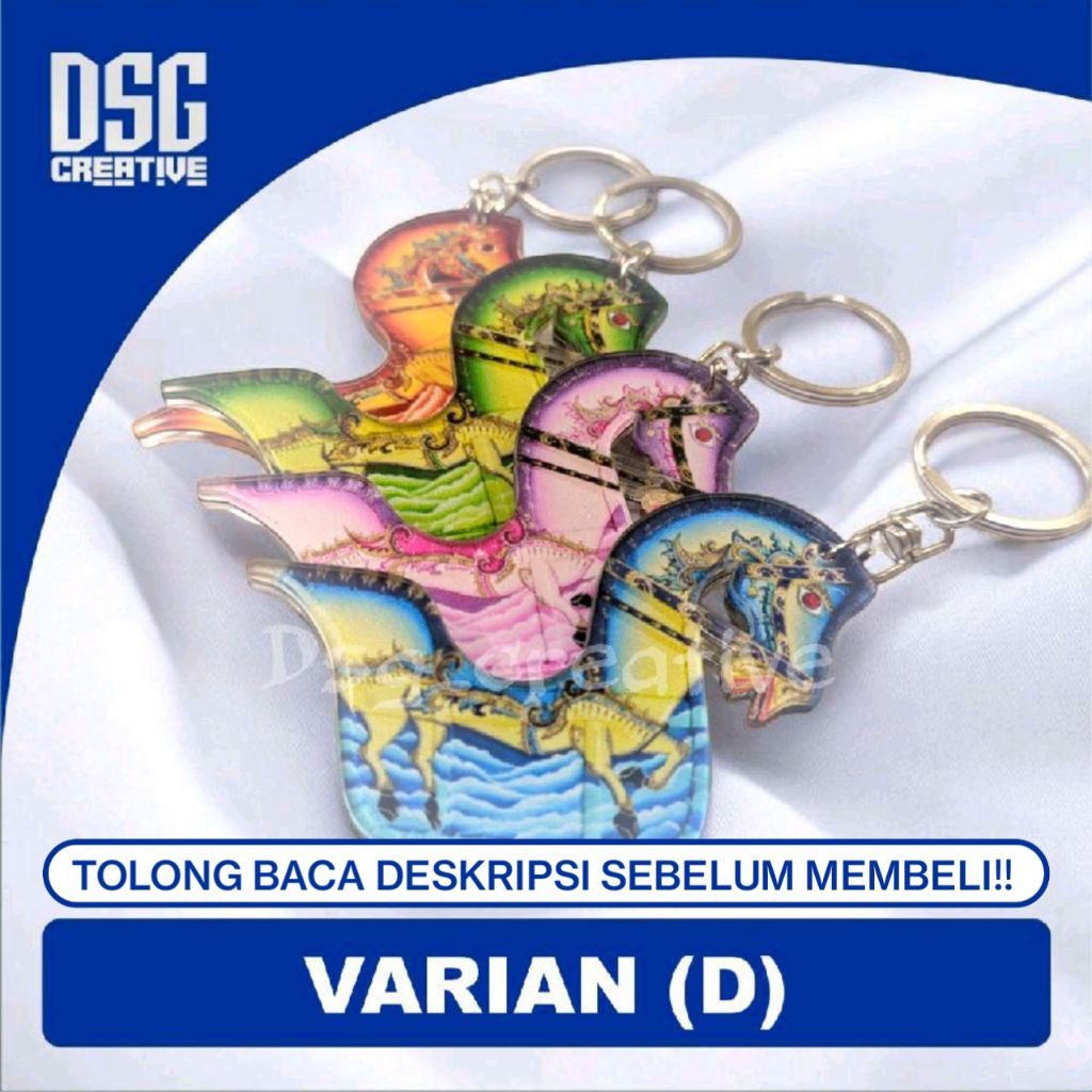 Gantungan Kunci Jaran Kepang Kuda Lumping Ring Putar Bisa Custom Nama Bahan Akrilik 2mm Double Bolak