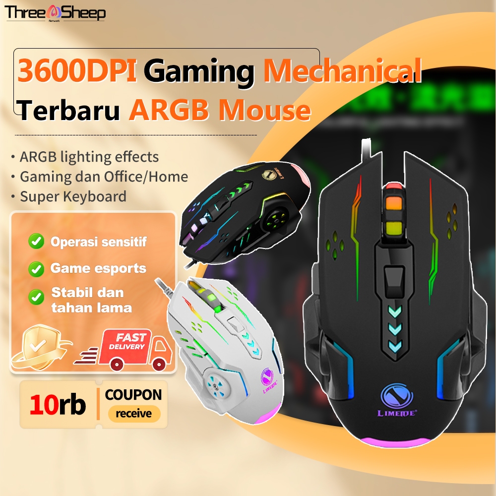 Three Sheep Network Gaming Mouse Macro PB Original RGB 3600 DPI Programmable & 7 Lighting Effect