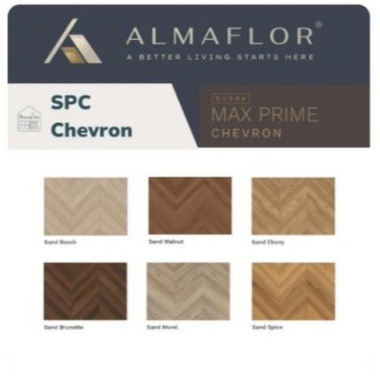 Lantai SPC Chevron ALMAFLOR 7 mm Duora Max Prime