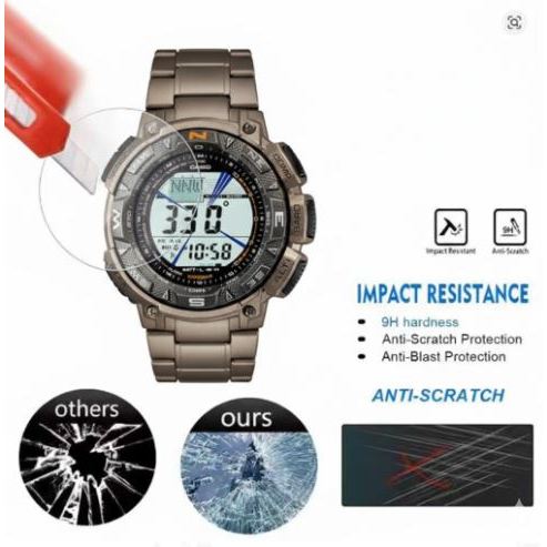 nnn tempered glass for CASIO PRO TREK PRG-240T-7 PRG 240T 7 anti gores jam tangan TG pelindung layar