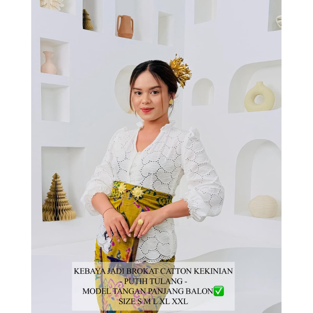 KEBAYA JADI BROKAT CATTON | PUTIH TULANG