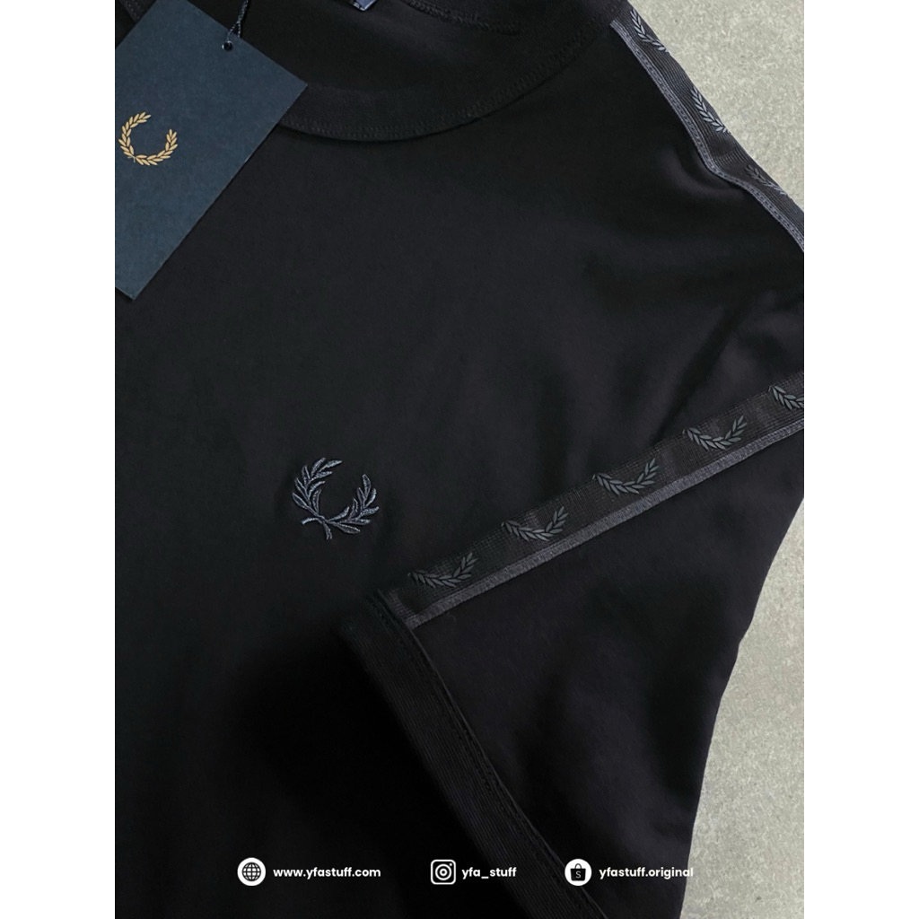 Fred Perry Contrast Taped T shirt / Black Black - (BNWT) Original New