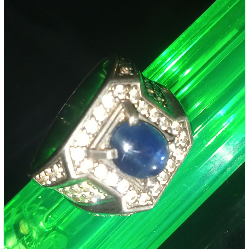 Blue safir berbalur cincin perak 925