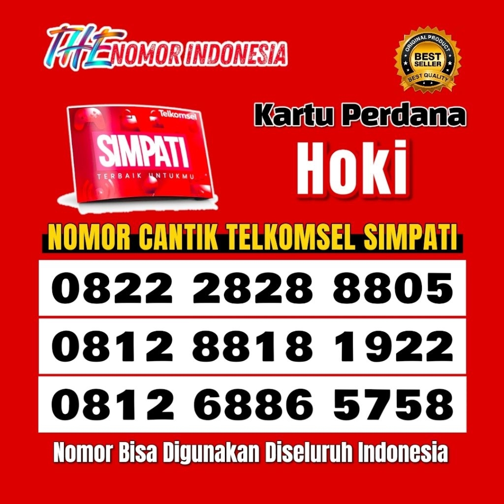 Nomor Cantik Telkomsel Simpati 4G/5G/LTE Hoki 805/5758/168/1922/Nama Kartu Nasional (Hoki.12D)