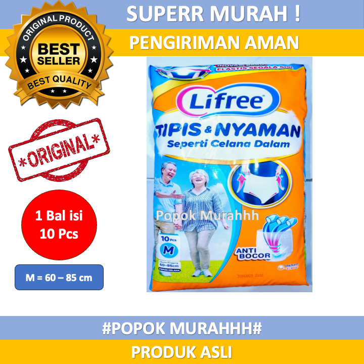 Lifree Pants Popok Celana Dewasa / Popok Dewasa Celana Ukuran M isi 10 Pcs