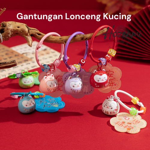 HKC032 Gantungan Lucky Cat Kucing Bag Charm Lonceng Keberuntungan Aksesoris Tas/Kunci Chindo Unik