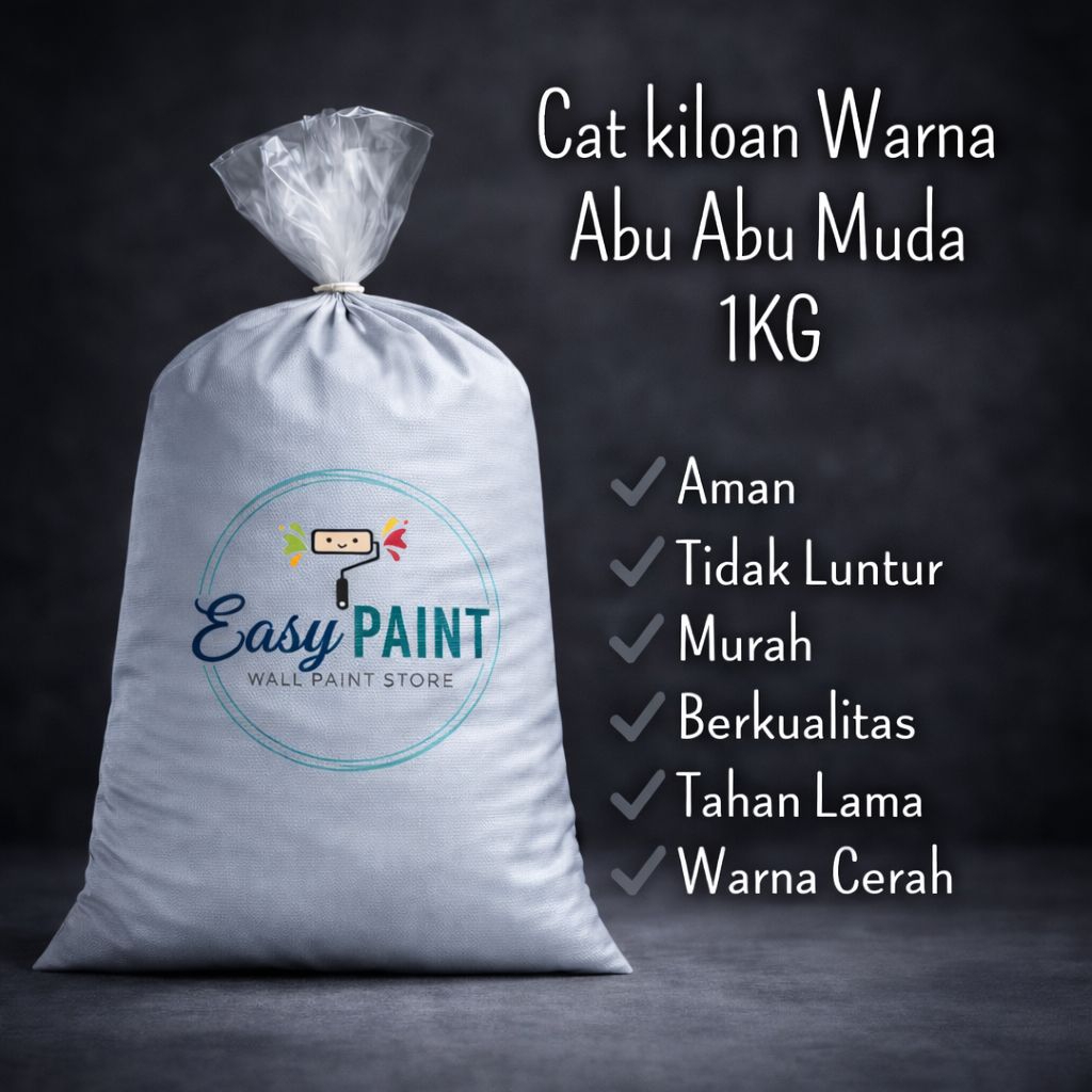 Cat tembok kiloan warna abu muda kualitas super 1kg