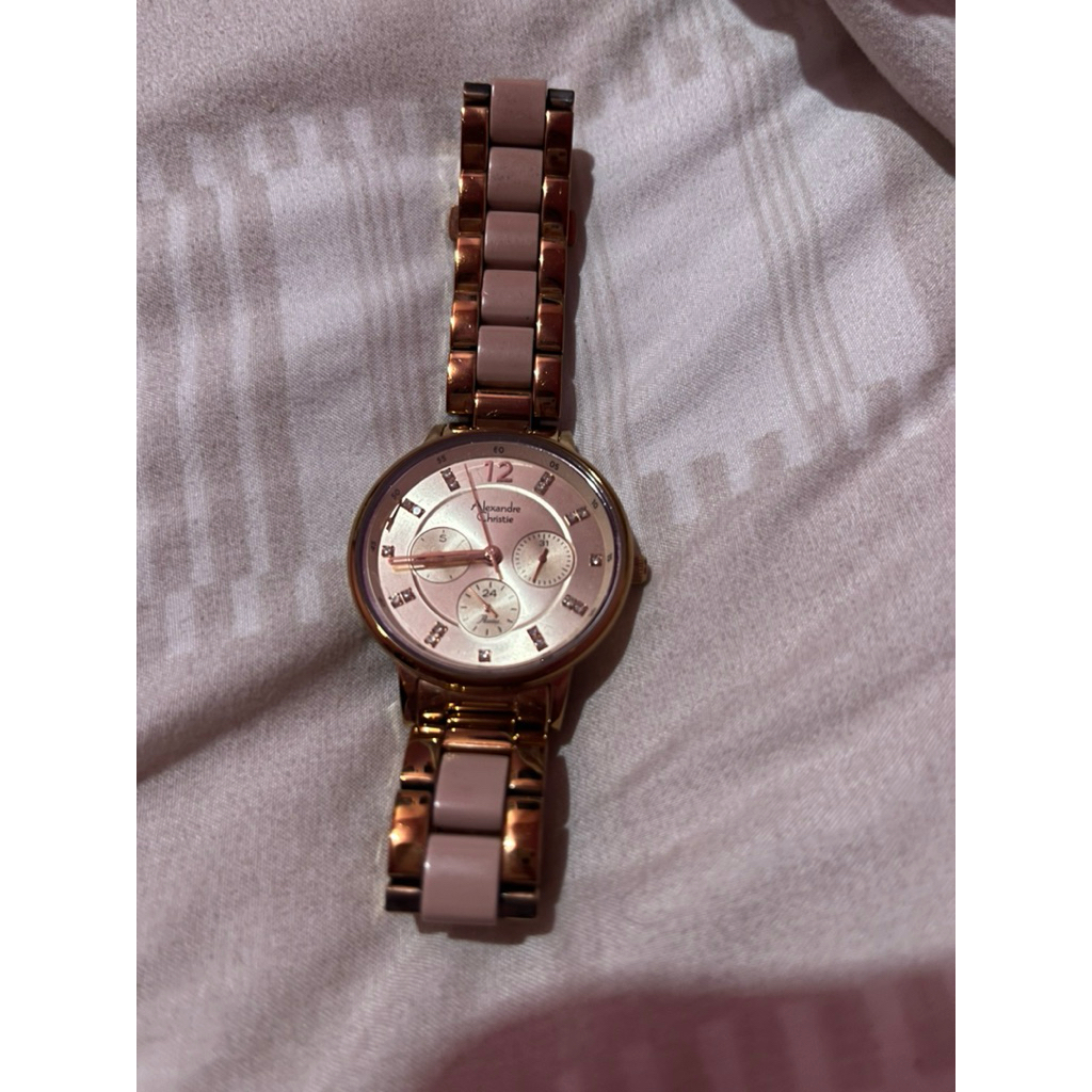 alexandre  christie watches/ jam tangan wanita warna gold pink