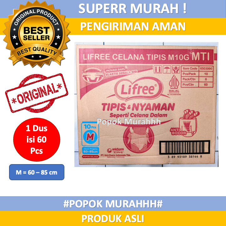 Lifree Pants Popok Celana Dewasa / Popok Dewasa Celana Ukuran M isi 60 Pcs