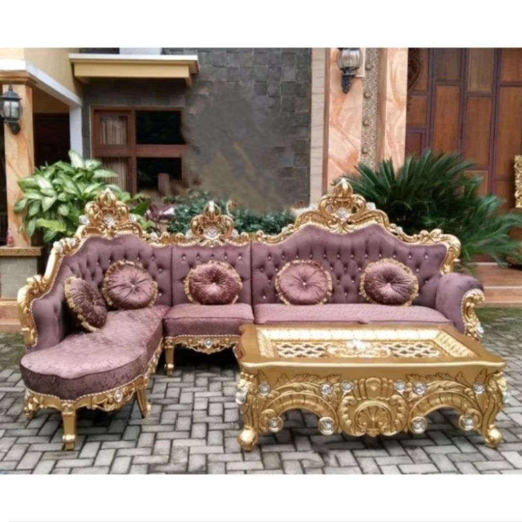 kursi tamu sofa jati model sudut ukir jepara/kursi sofa sultan jati sudut