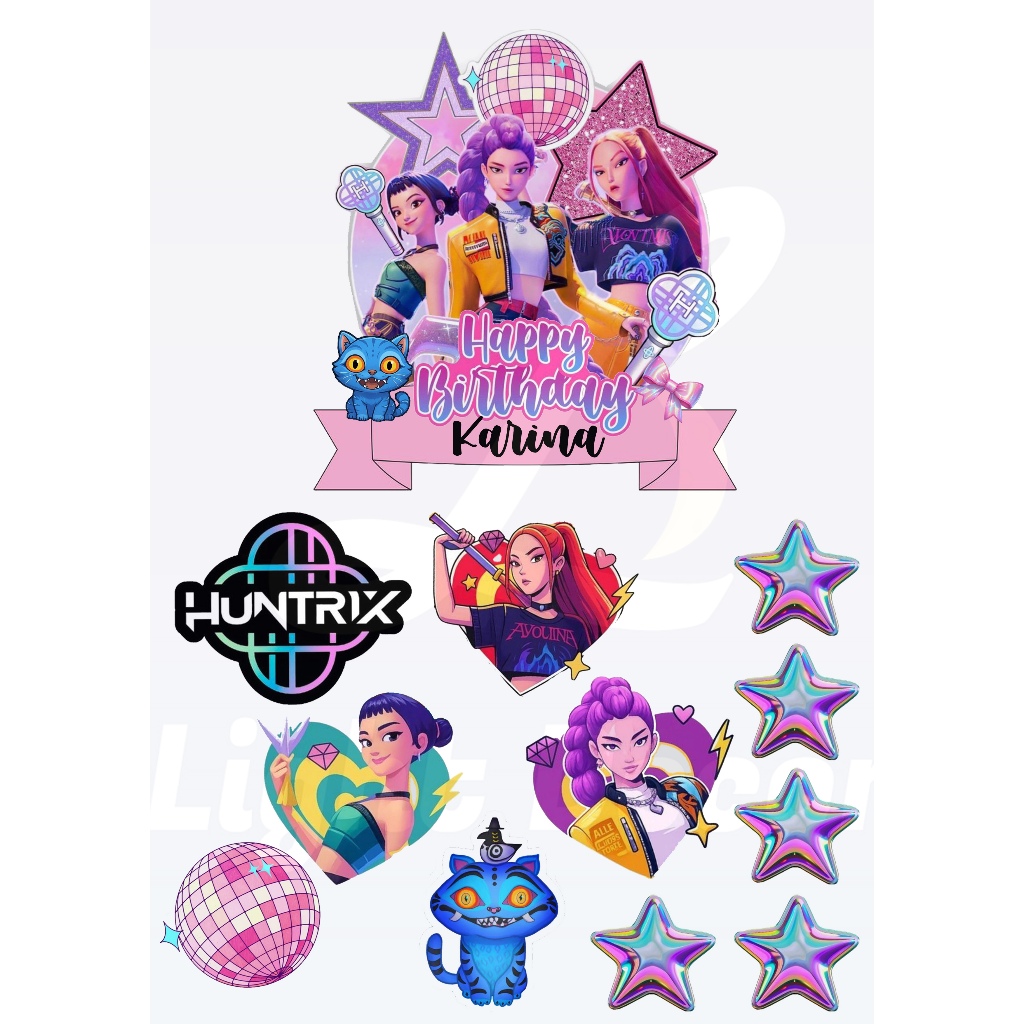 Topper Kue KPop Demon Hunters Huntr-x Custom Nama